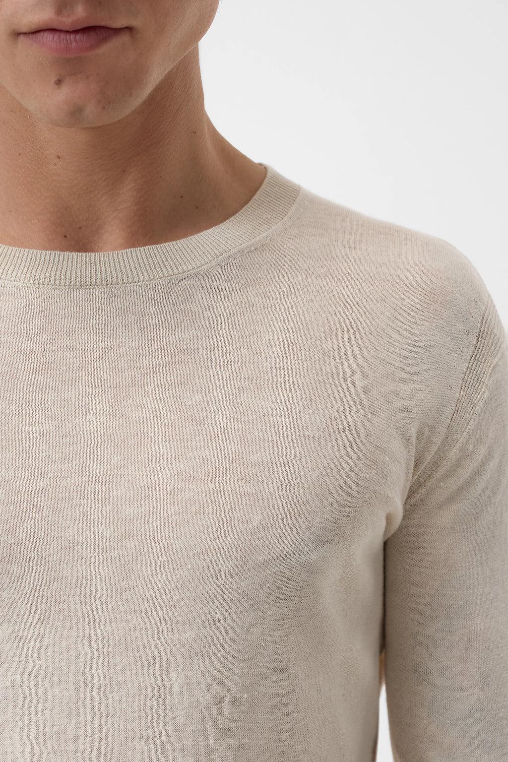 Closed Linen Blend Crew Neck Jumper - Lime Beige