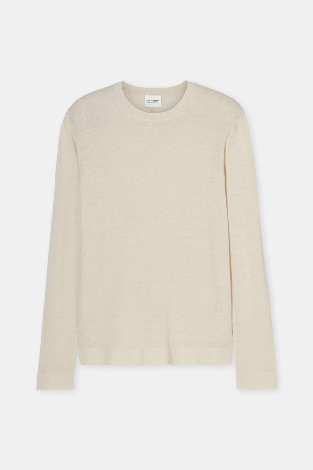 Closed Linen Blend Crew Neck Jumper - Lime Beige