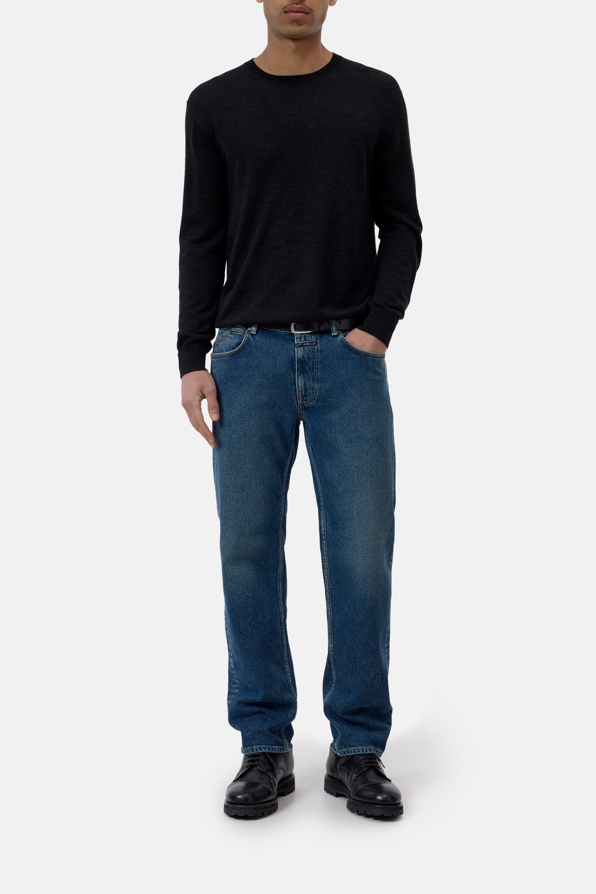 Closed Fine-Knit Crewneck Jumper - Black Melange