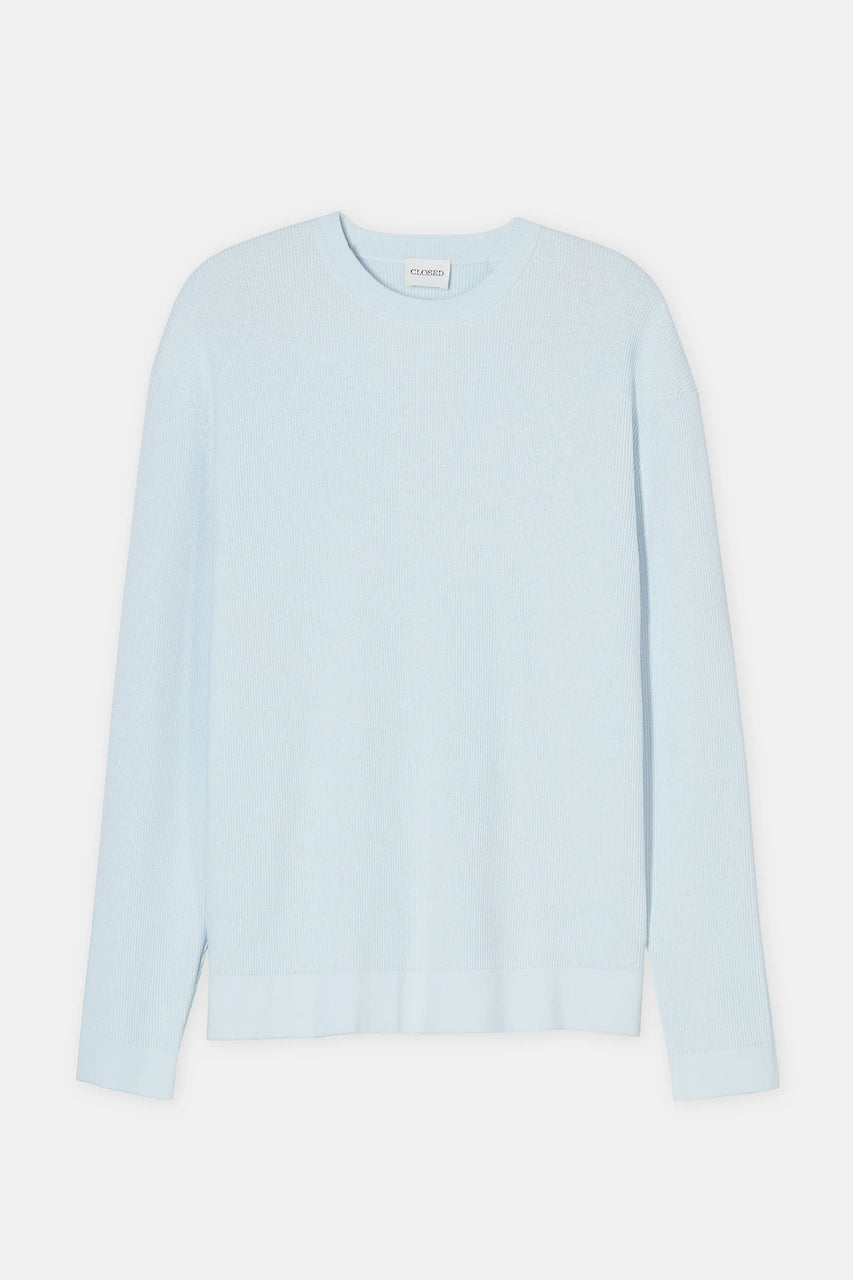 Closed Fine Knit Jumper - Light Sky Blue