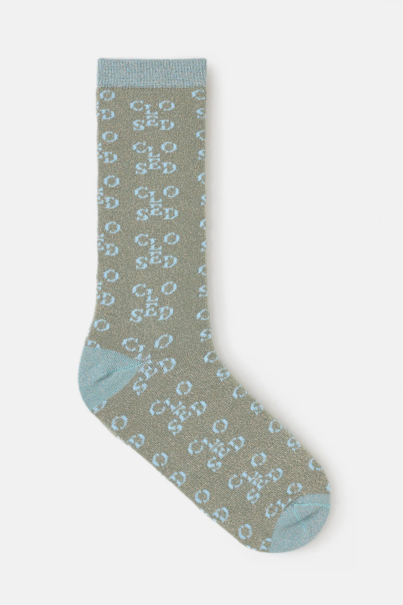 Closed Lurex-Socken mit Monogramm - Lichen Green