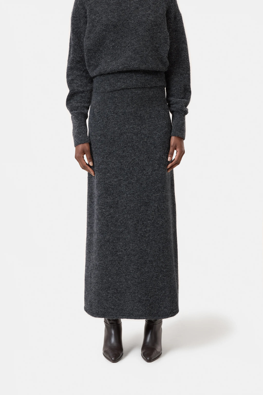 CLOSED Alpaca-Wool Blend Skirt - Dark Grey Melange