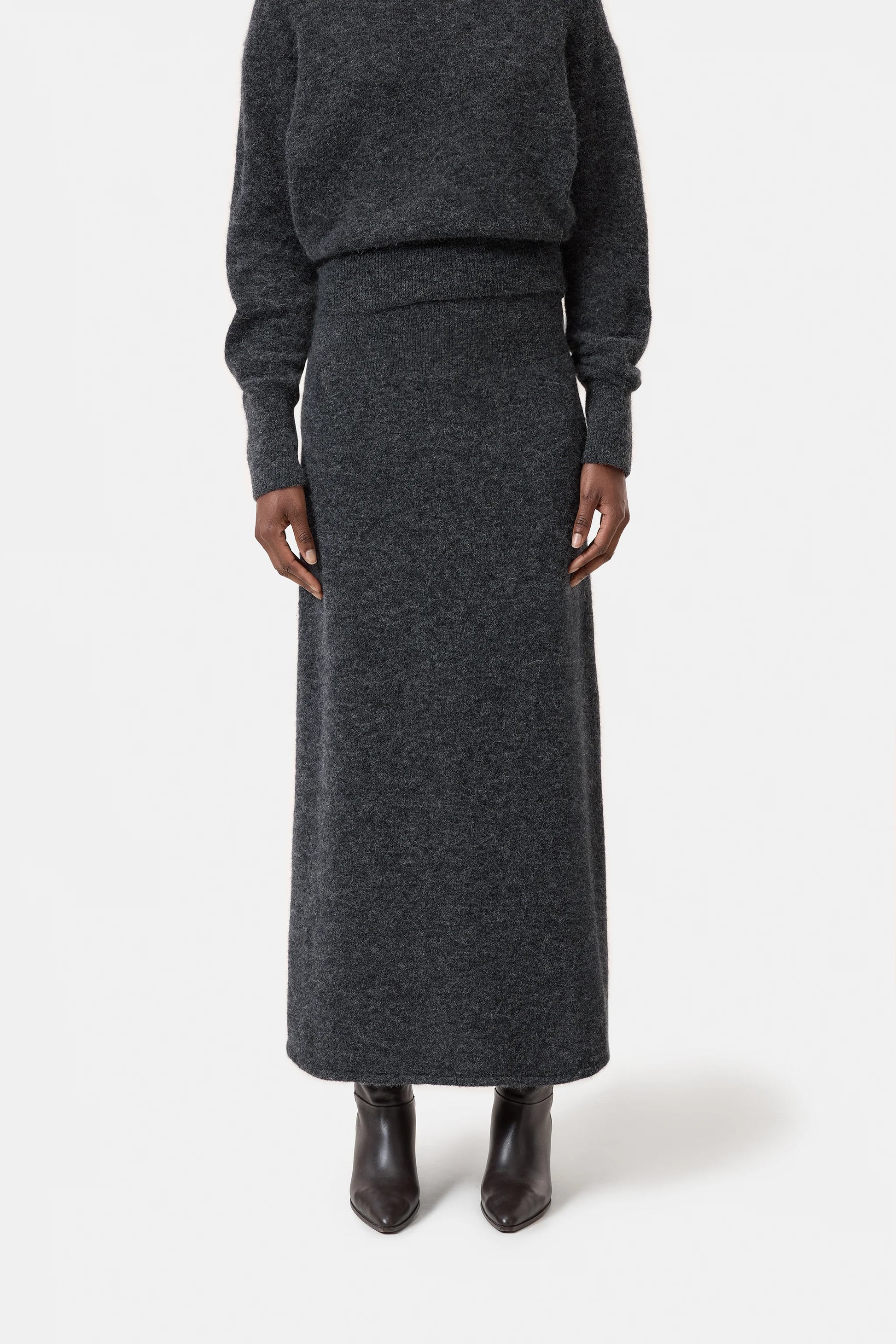 CLOSED Alpaca-Wool Blend Skirt - Dark Grey Melange