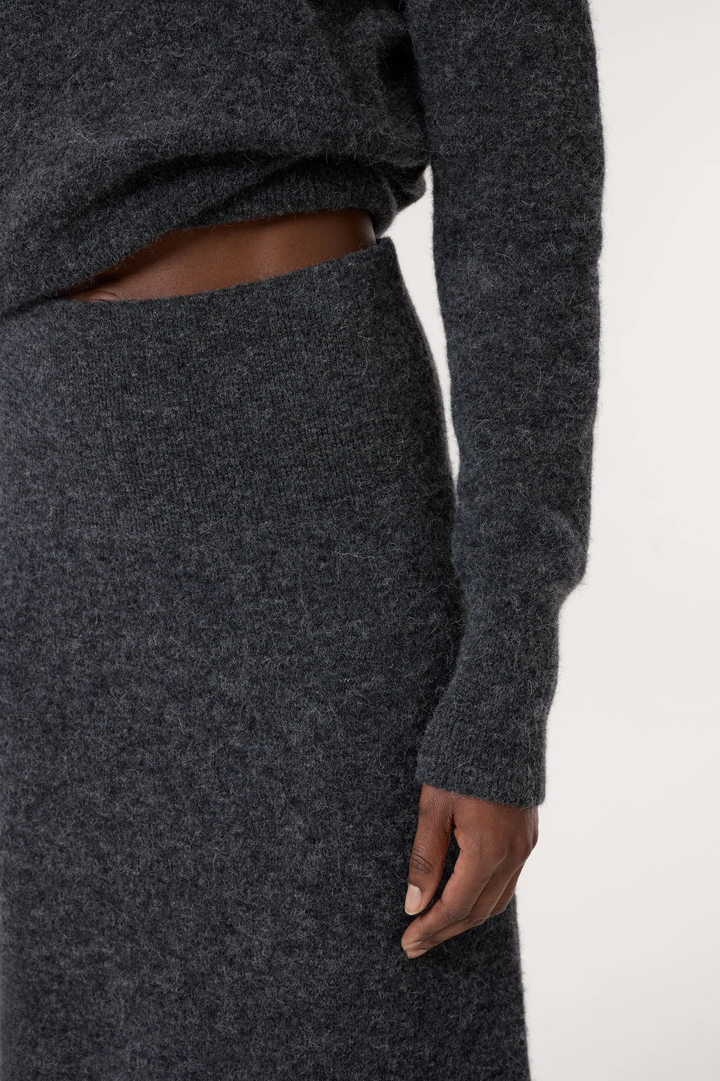 CLOSED Alpaca-Wool Blend Skirt - Dark Grey Melange