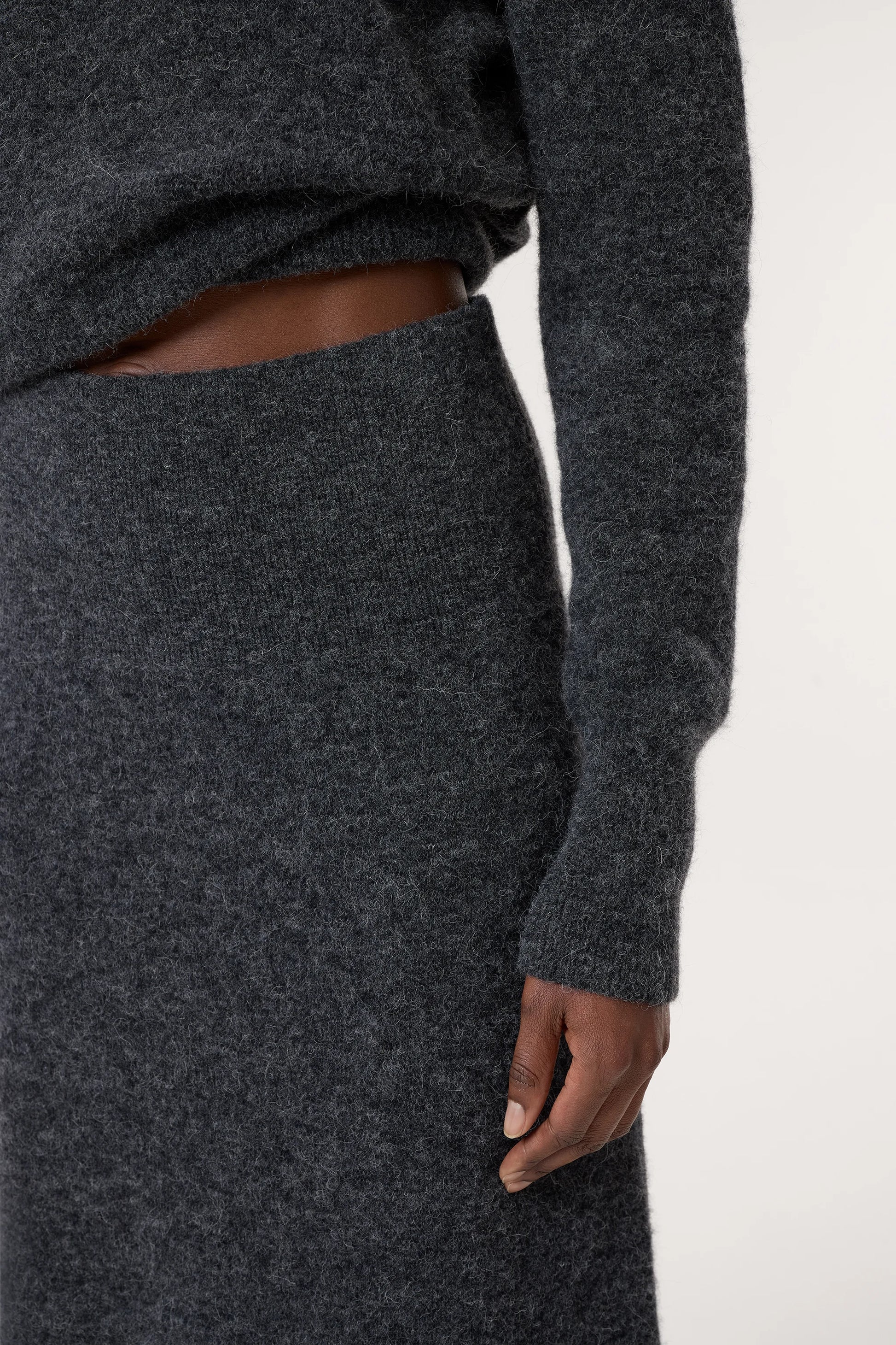 CLOSED Alpaca-Wool Blend Skirt - Dark Grey Melange