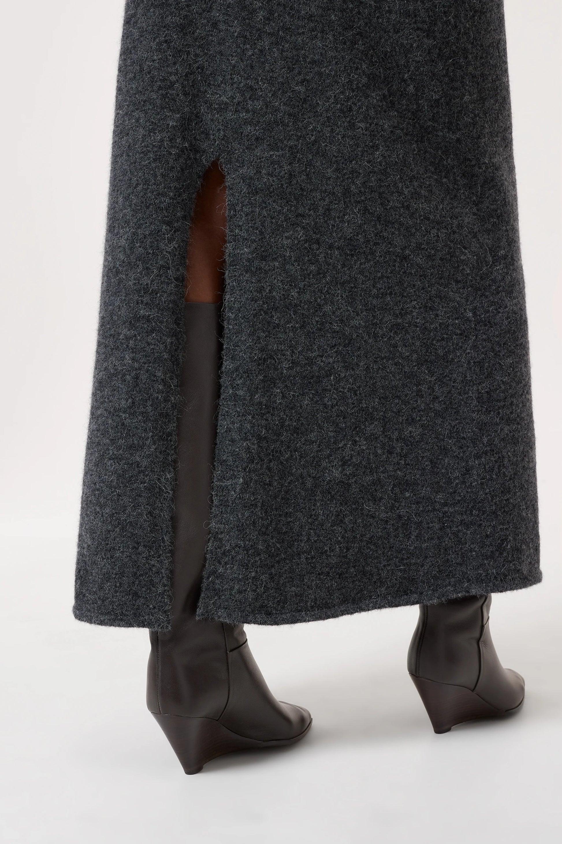 CLOSED Alpaca-Wool Blend Skirt - Dark Grey Melange