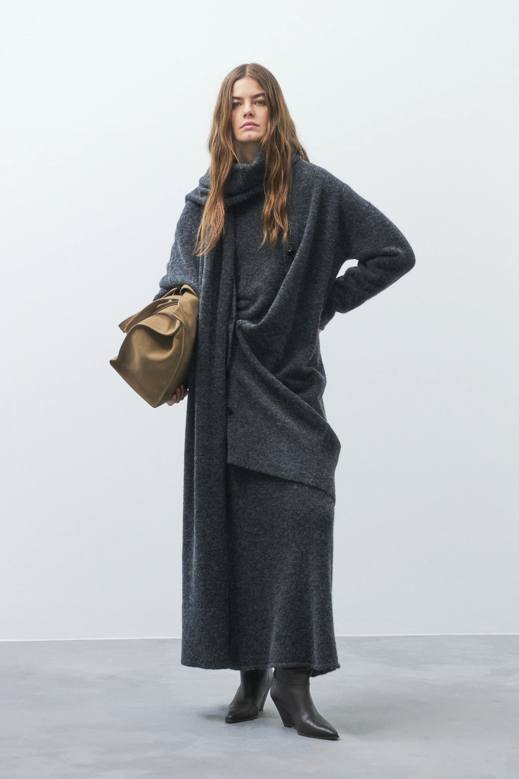 CLOSED Alpaca-Wool Blend Skirt - Dark Grey Melange