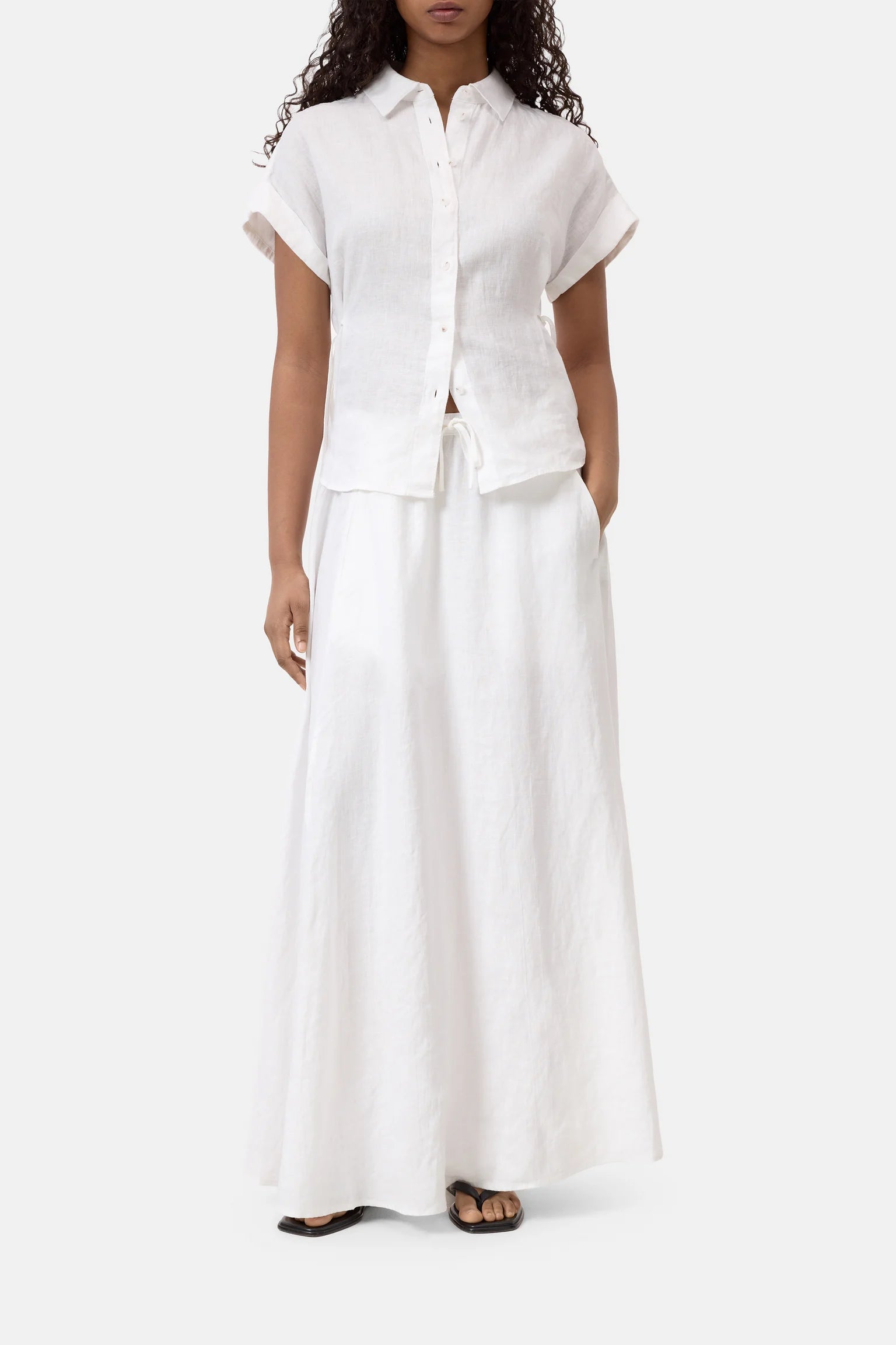 Closed Maxi Linen Skirt - White