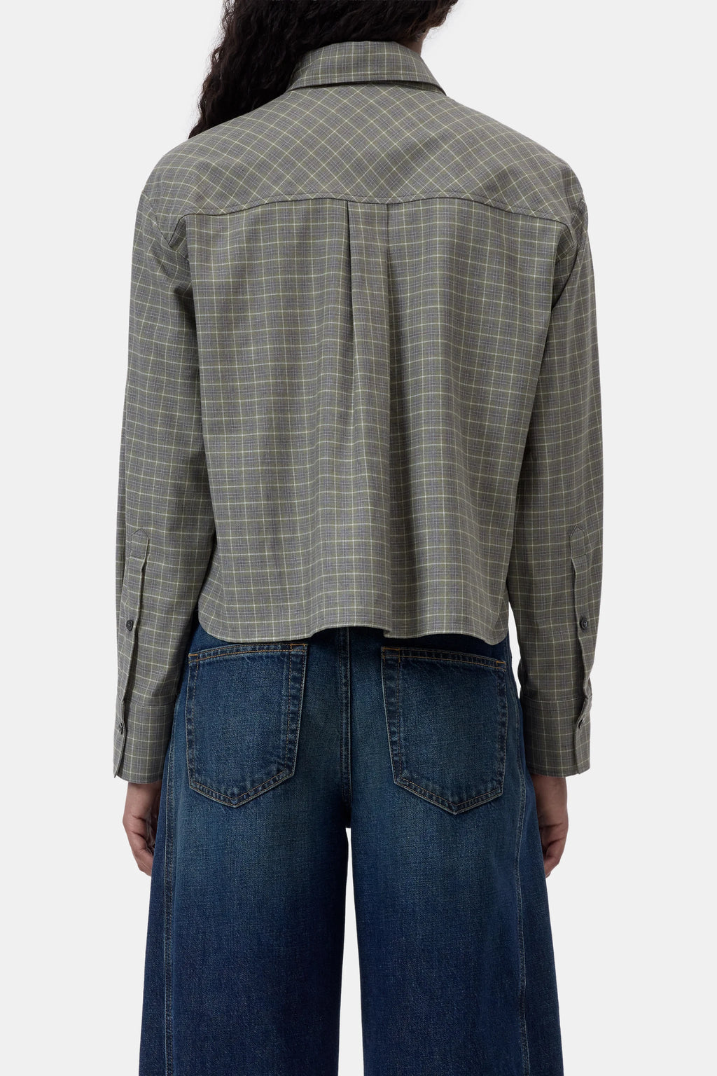 Closed Cropped Oversized Shirt - Juniper Green