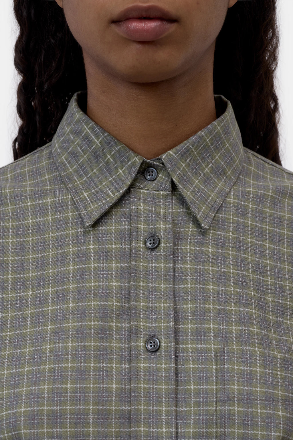 Closed Cropped Oversized Shirt - Juniper Green