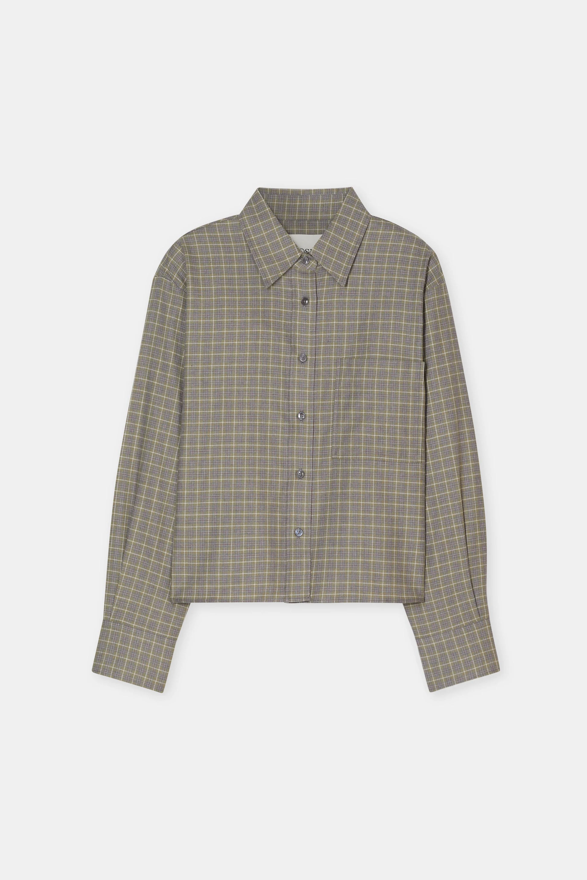 Closed Cropped Oversized Shirt - Juniper Green