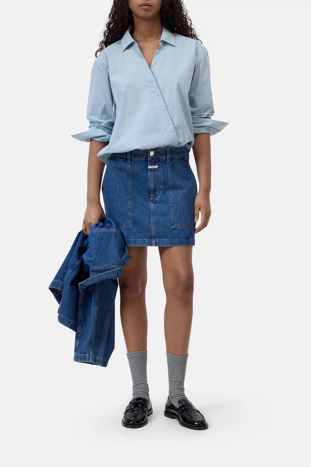 Closed Asymmetric Cotton Blouse - Breeze Blue