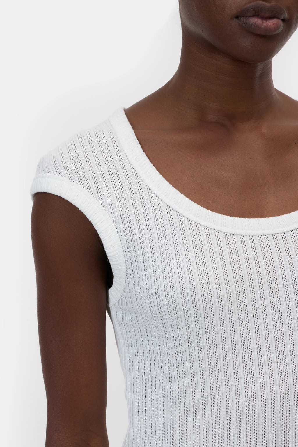 Closed Top Made of RIbbed Cotton - Ivory