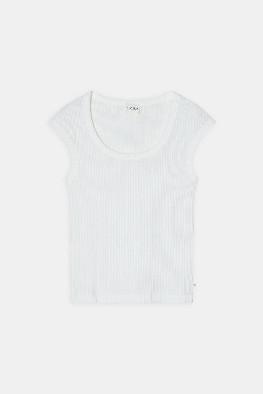 Closed Top Made of RIbbed Cotton - Ivory