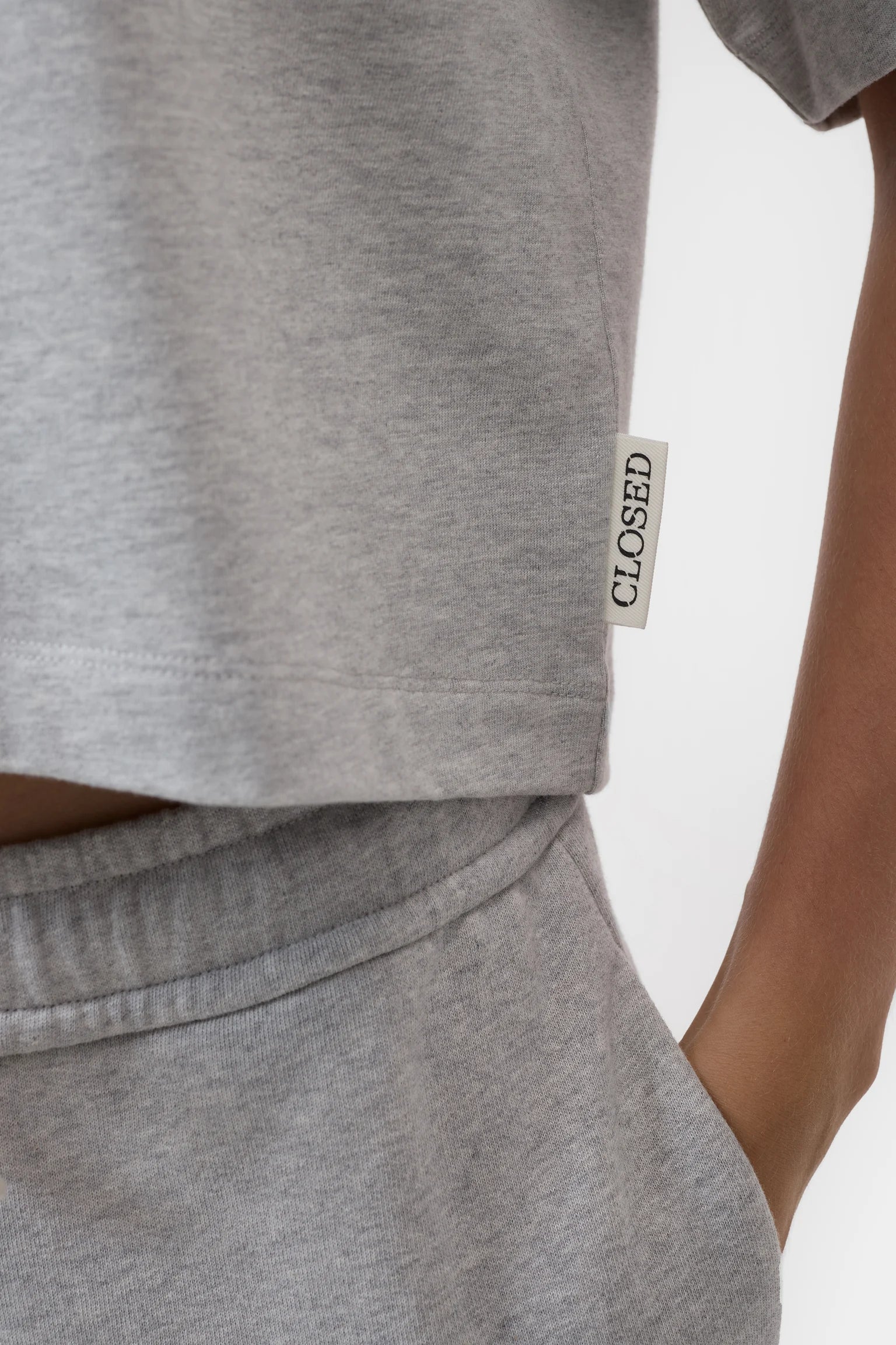 Closed Cropped Rugby Shirt  - Grey