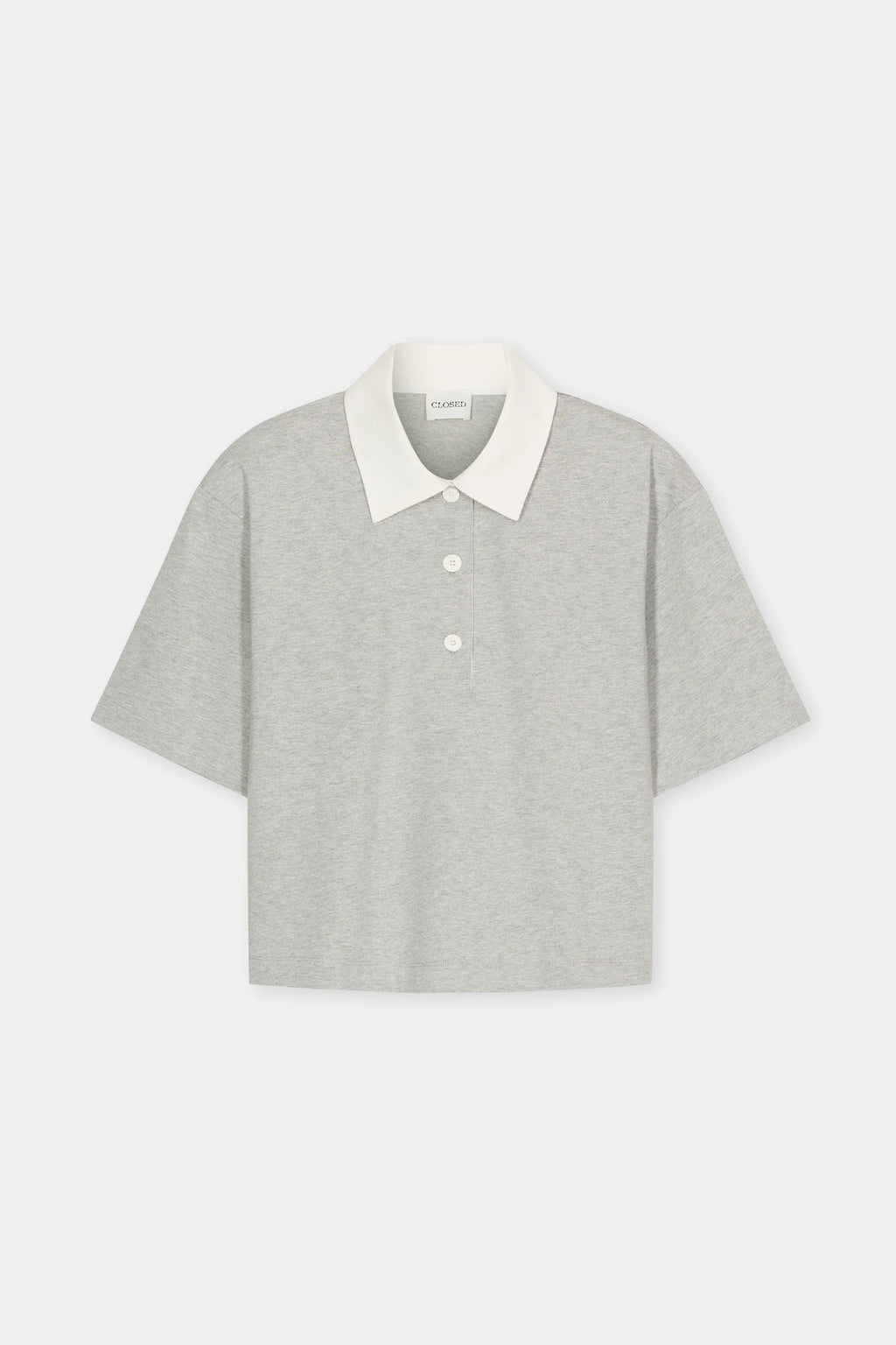 Closed Cropped Rugby Shirt  - Grey