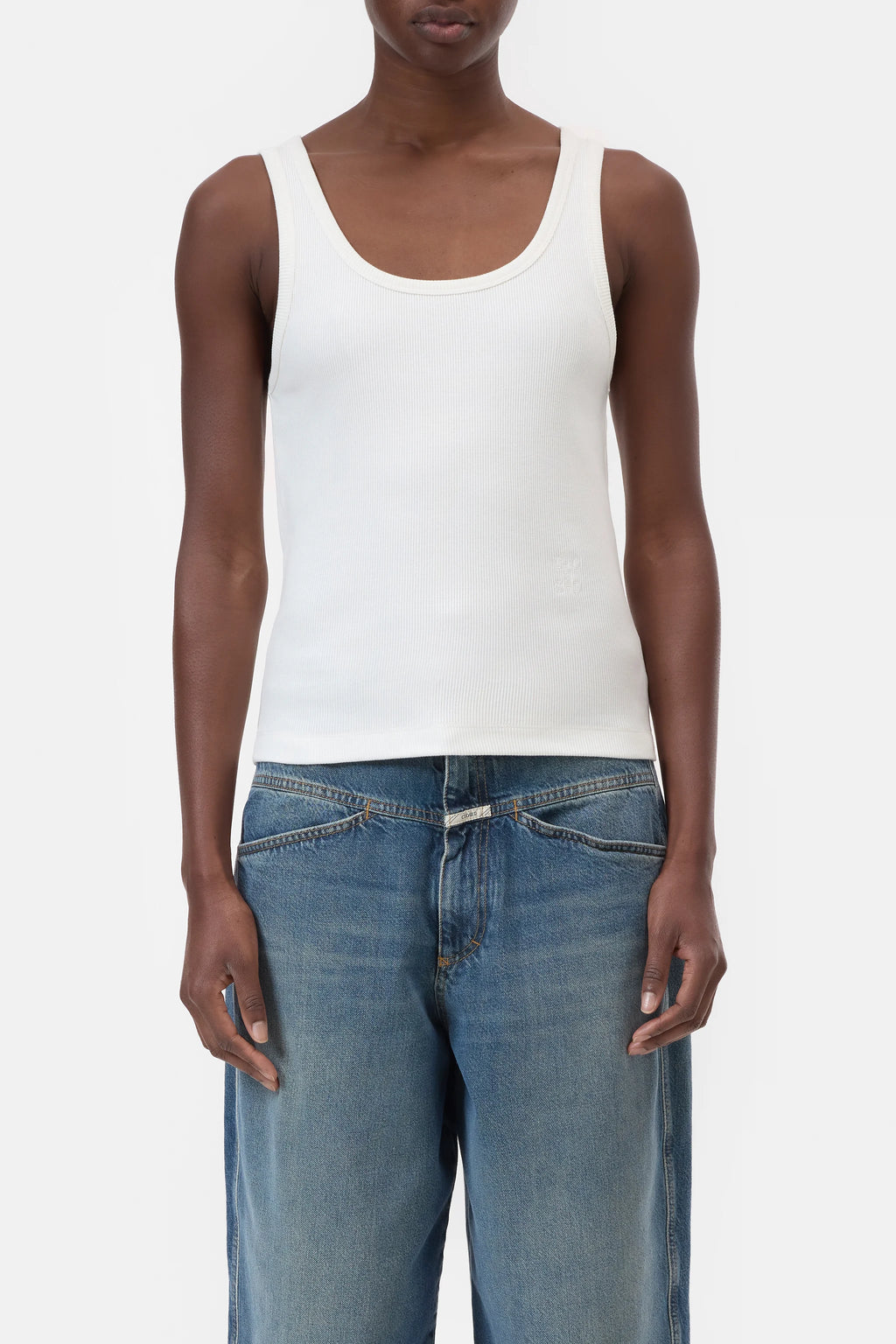 Closed Cotton Tank Top - White