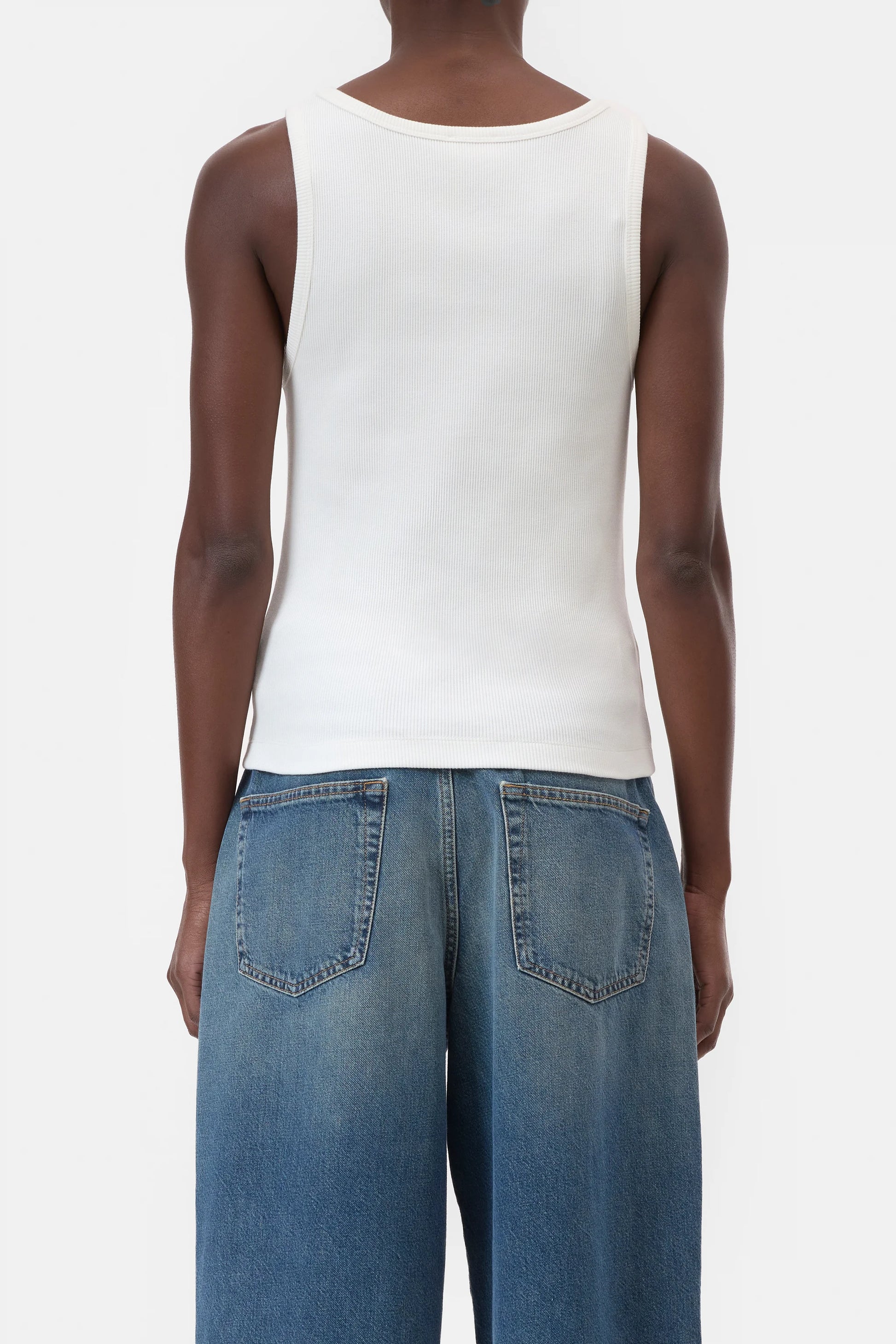 Closed Cotton Tank Top - White