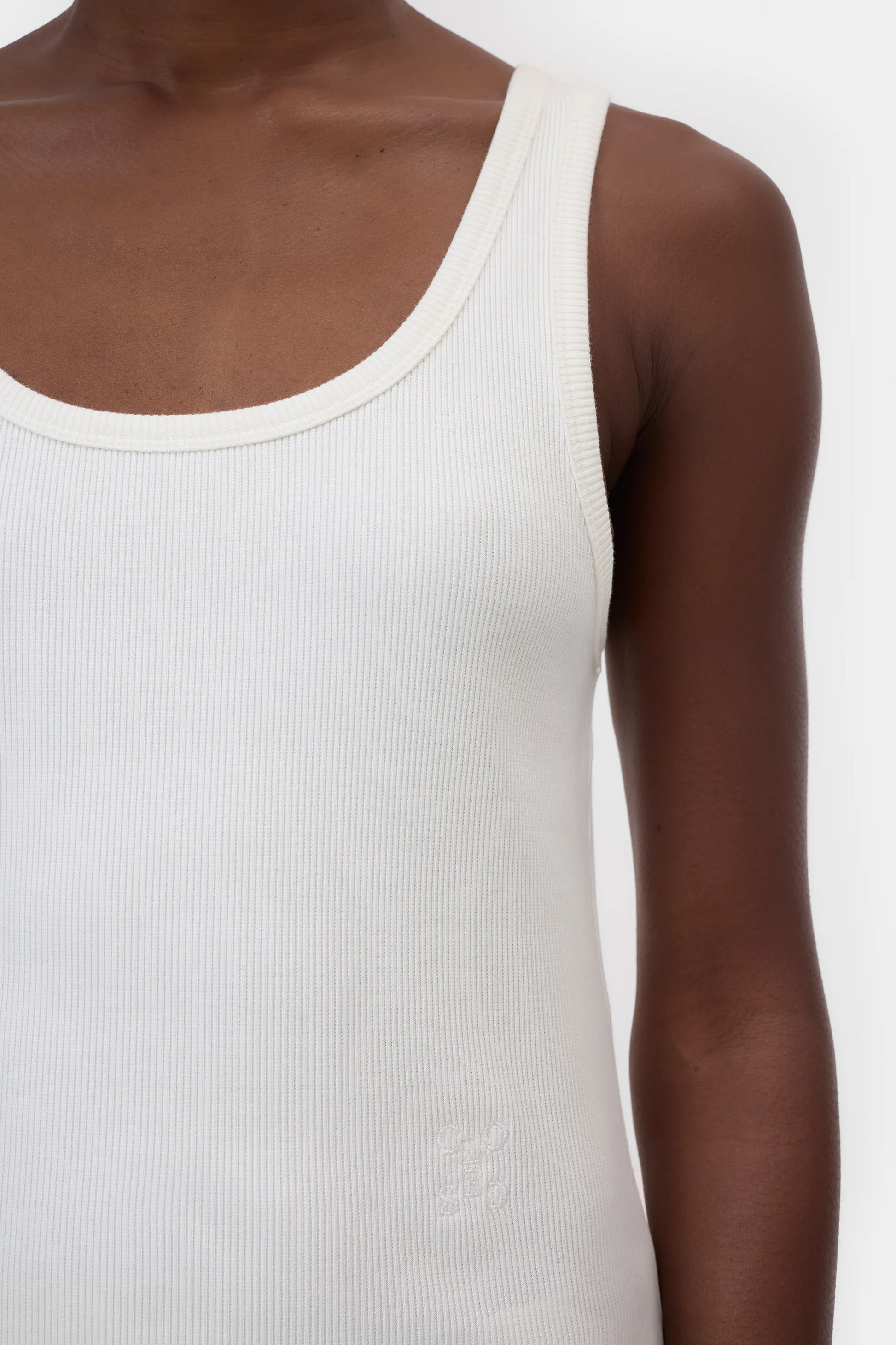 Closed Cotton Tank Top - White