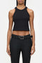 Closed Cropped Racer Tank - Black