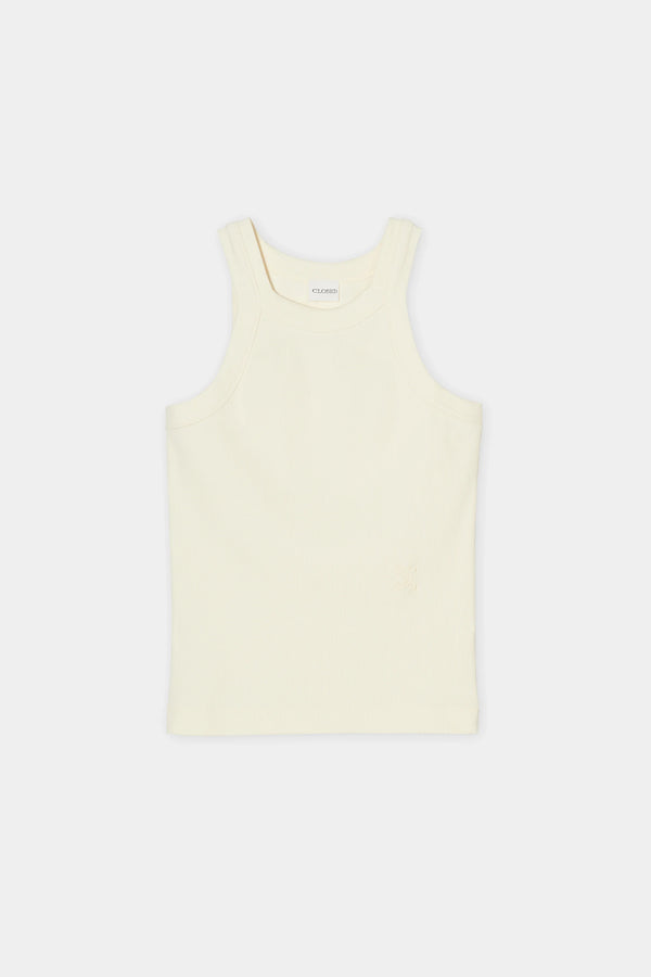 Closed Racer Tank - Vanilla Beige