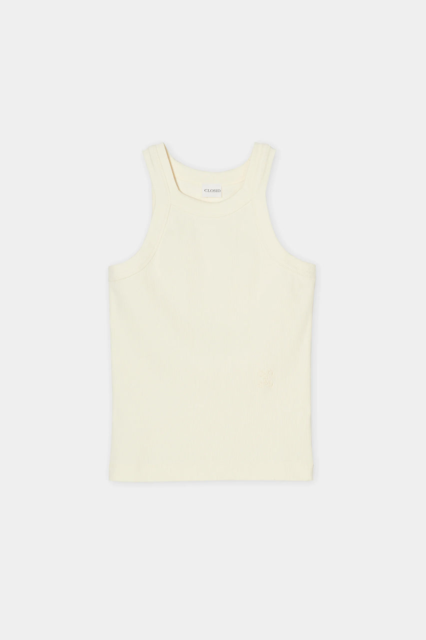 Closed Racer Tank - Vanilla Beige