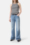 Closed Relaxed Racer Top - Stripes