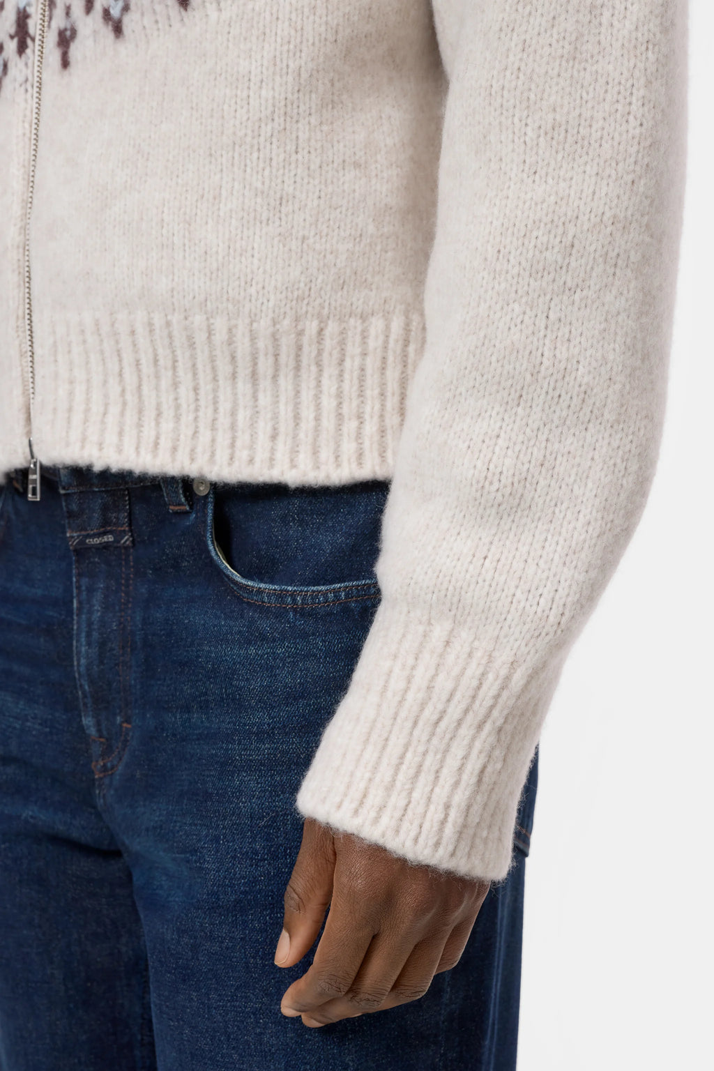 Closed Cropped Zip Cardigan - Cloud Cream