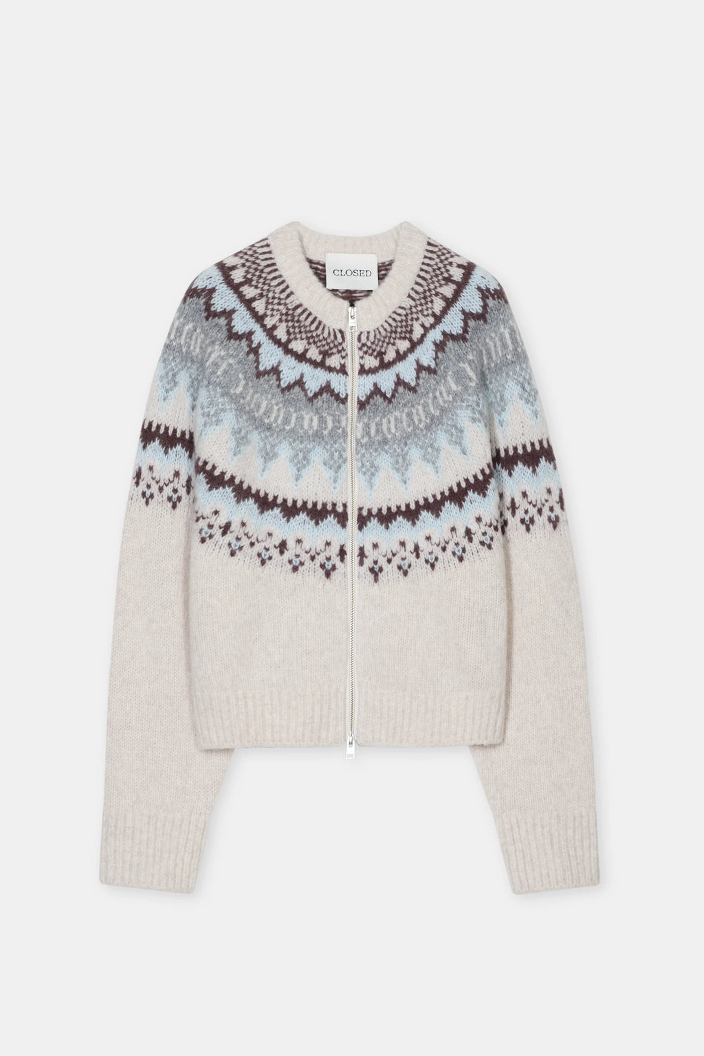 Closed Cropped Zip Cardigan - Cloud Cream