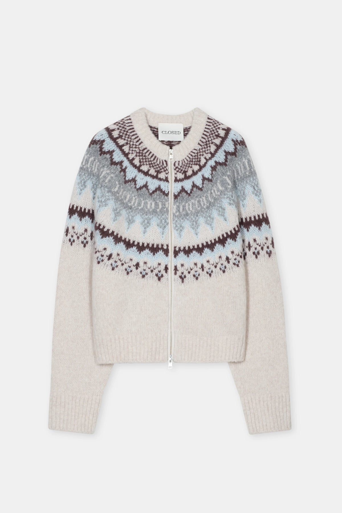 Closed Cropped Zip Cardigan - Cloud Cream