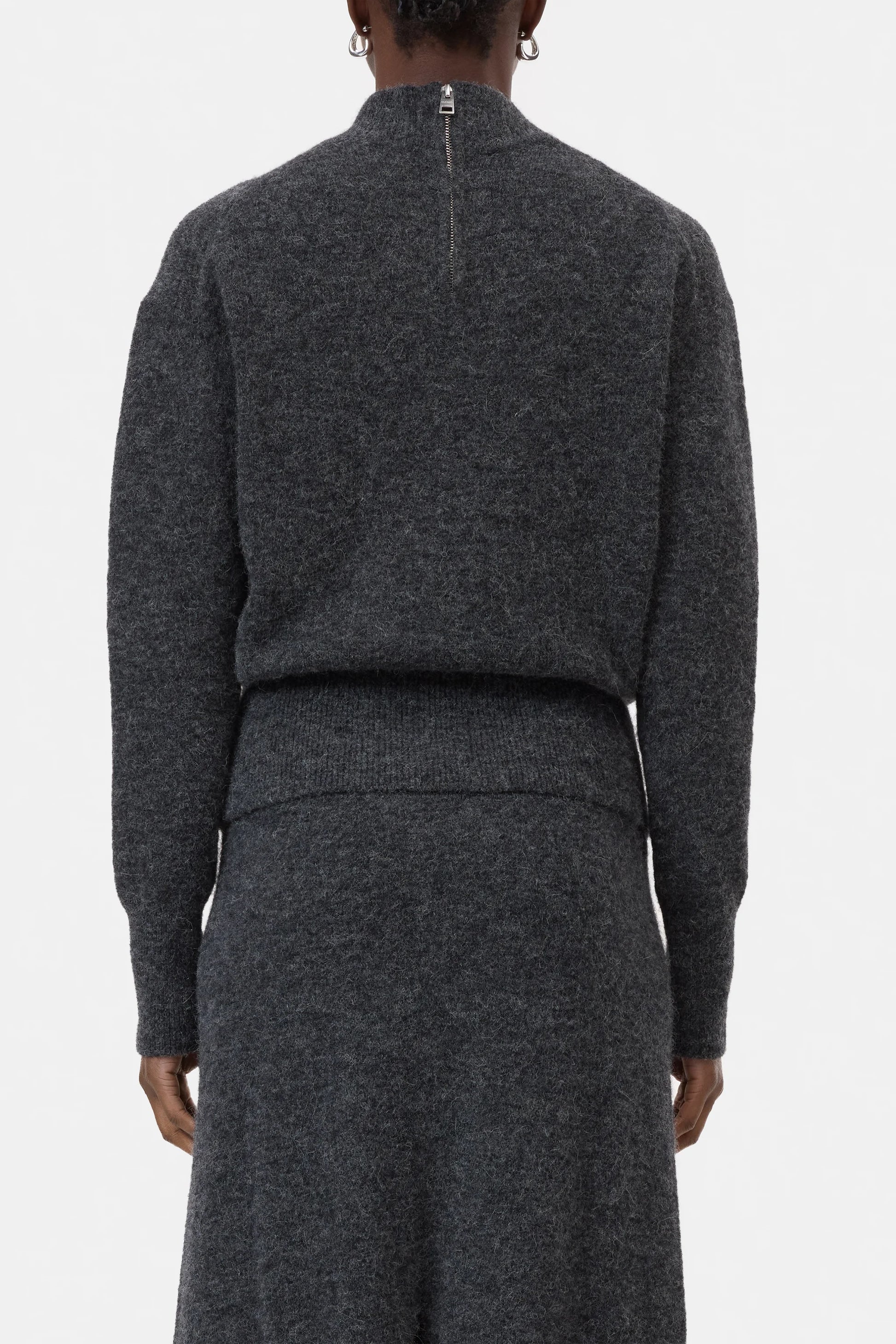 CLOSED Alpaca-Wool Mix Mock Neck - Dark Grey Melange
