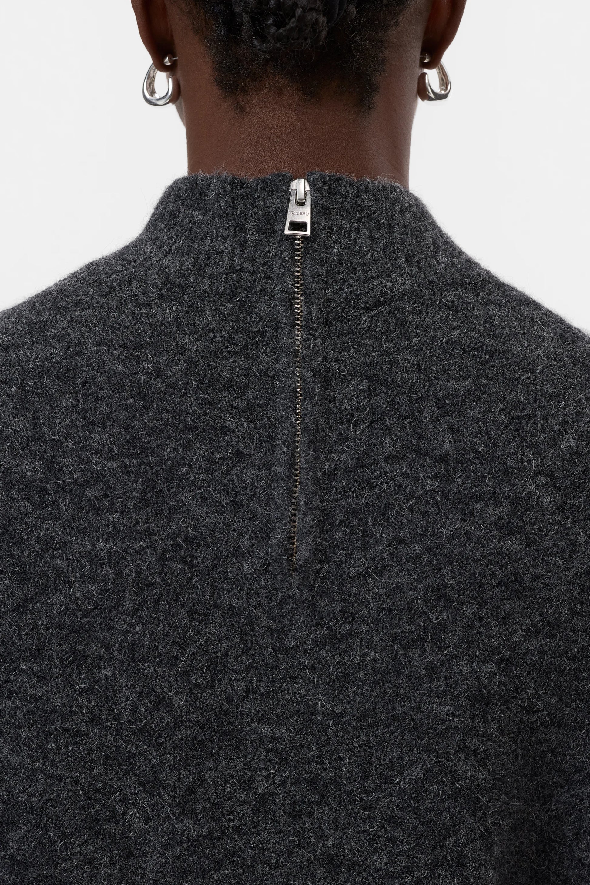 CLOSED Alpaca-Wool Mix Mock Neck - Dark Grey Melange