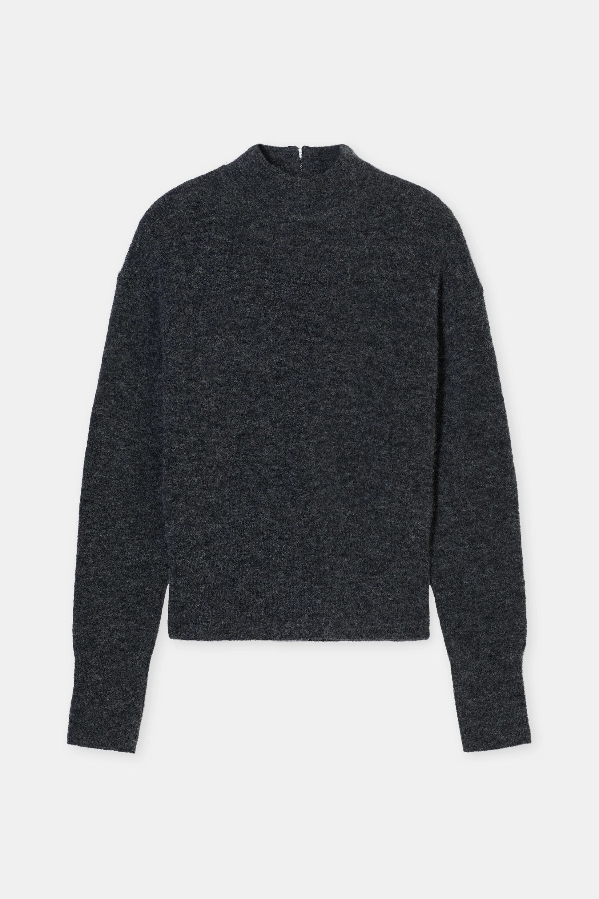 CLOSED Alpaca-Wool Mix Mock Neck - Dark Grey Melange