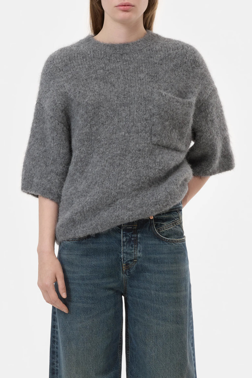 Closed Kurzarm-Pullover - Dark Grey Melange