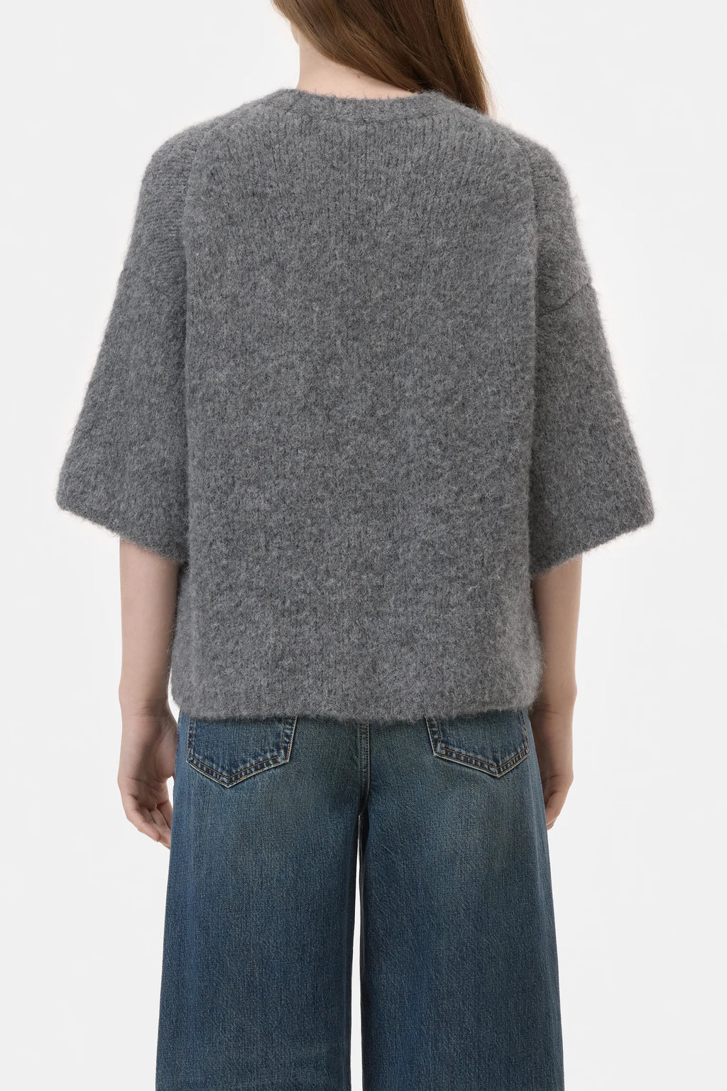 Closed Kurzarm-Pullover - Dark Grey Melange