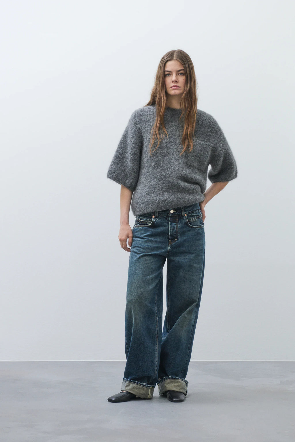 Closed Kurzarm-Pullover - Dark Grey Melange