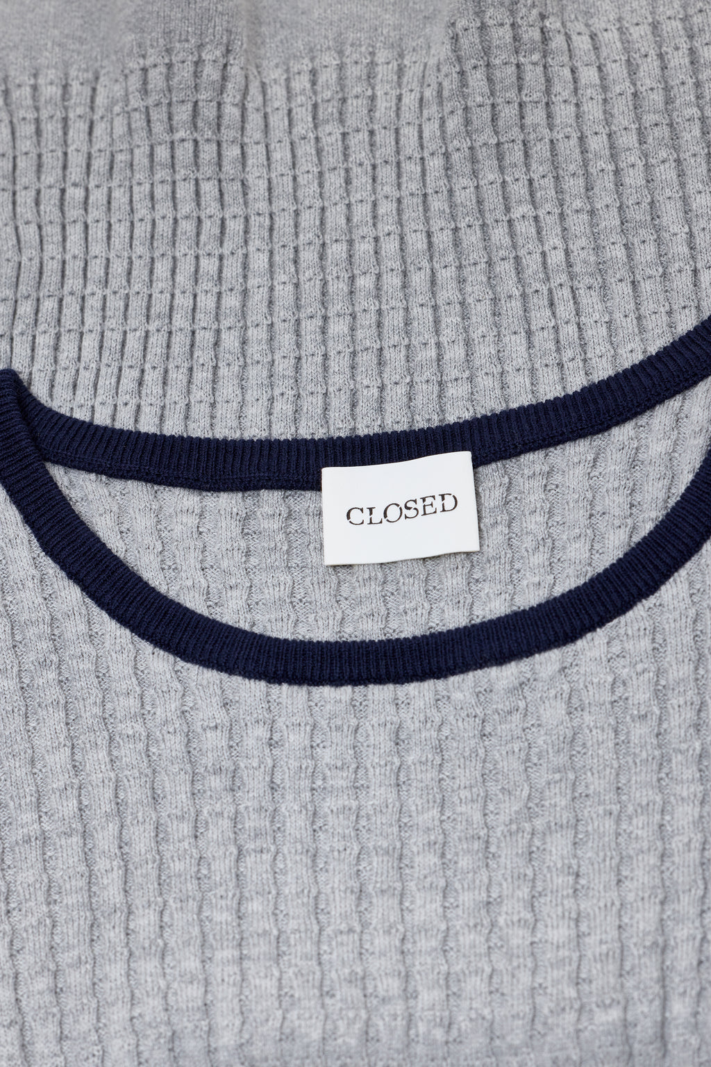 Closed Cotton-Blend Knit Top - Light Grey Melange
