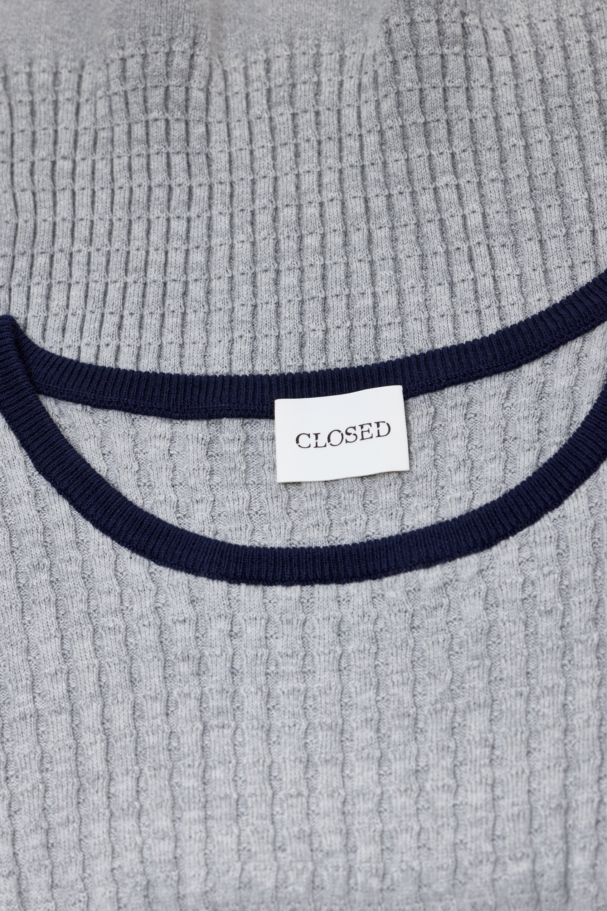 Closed Cotton-Blend Knit Top - Light Grey Melange