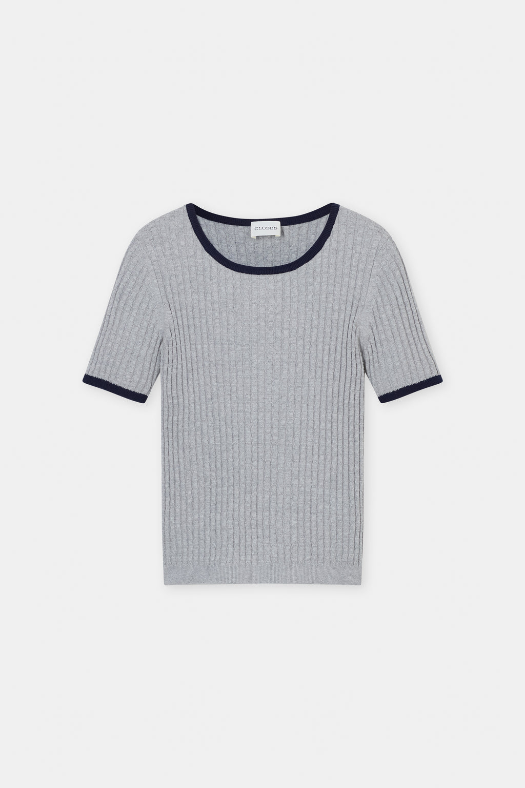 Closed Cotton-Blend Knit Top - Light Grey Melange