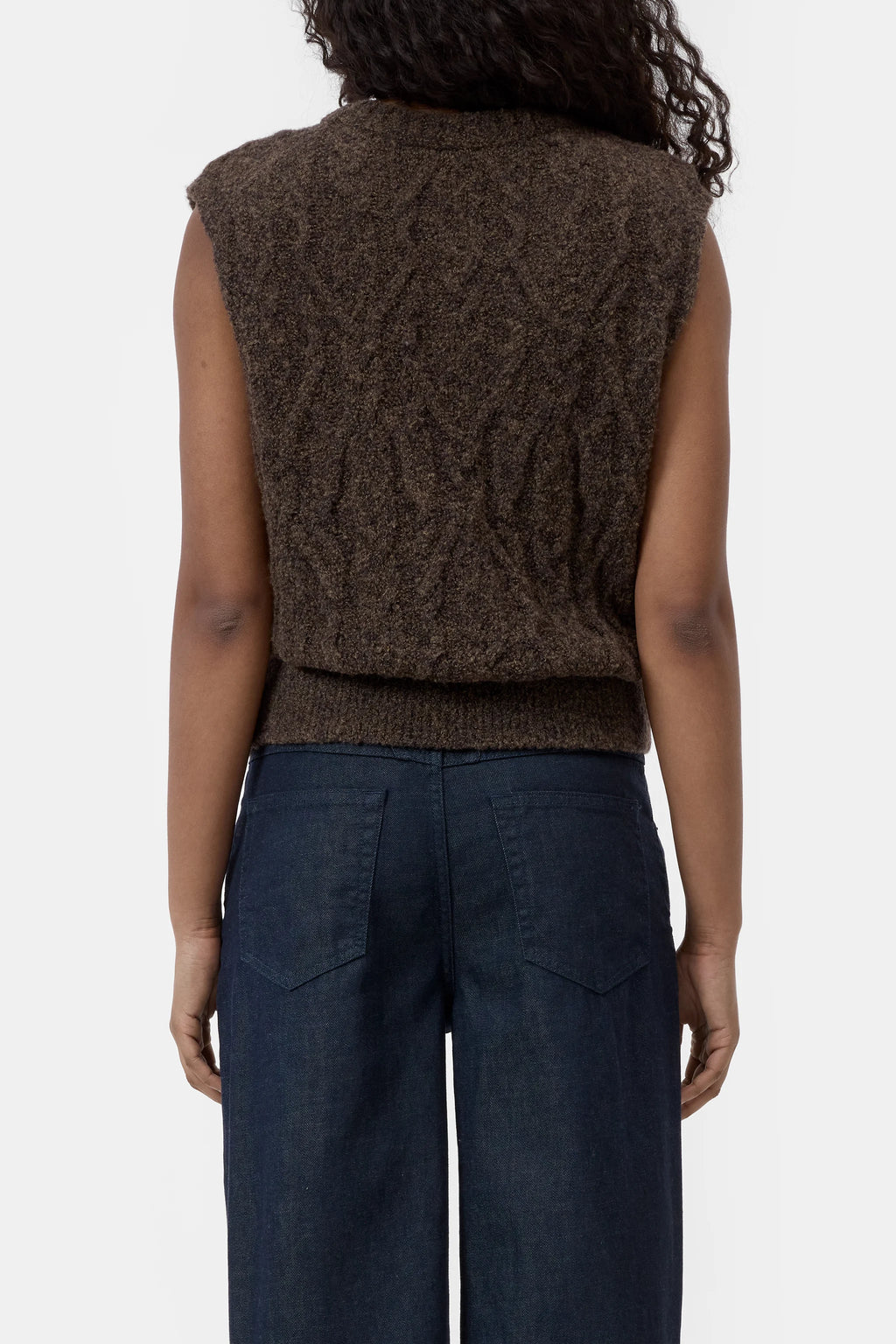Closed Cable Knit Top - Mahagony Brown