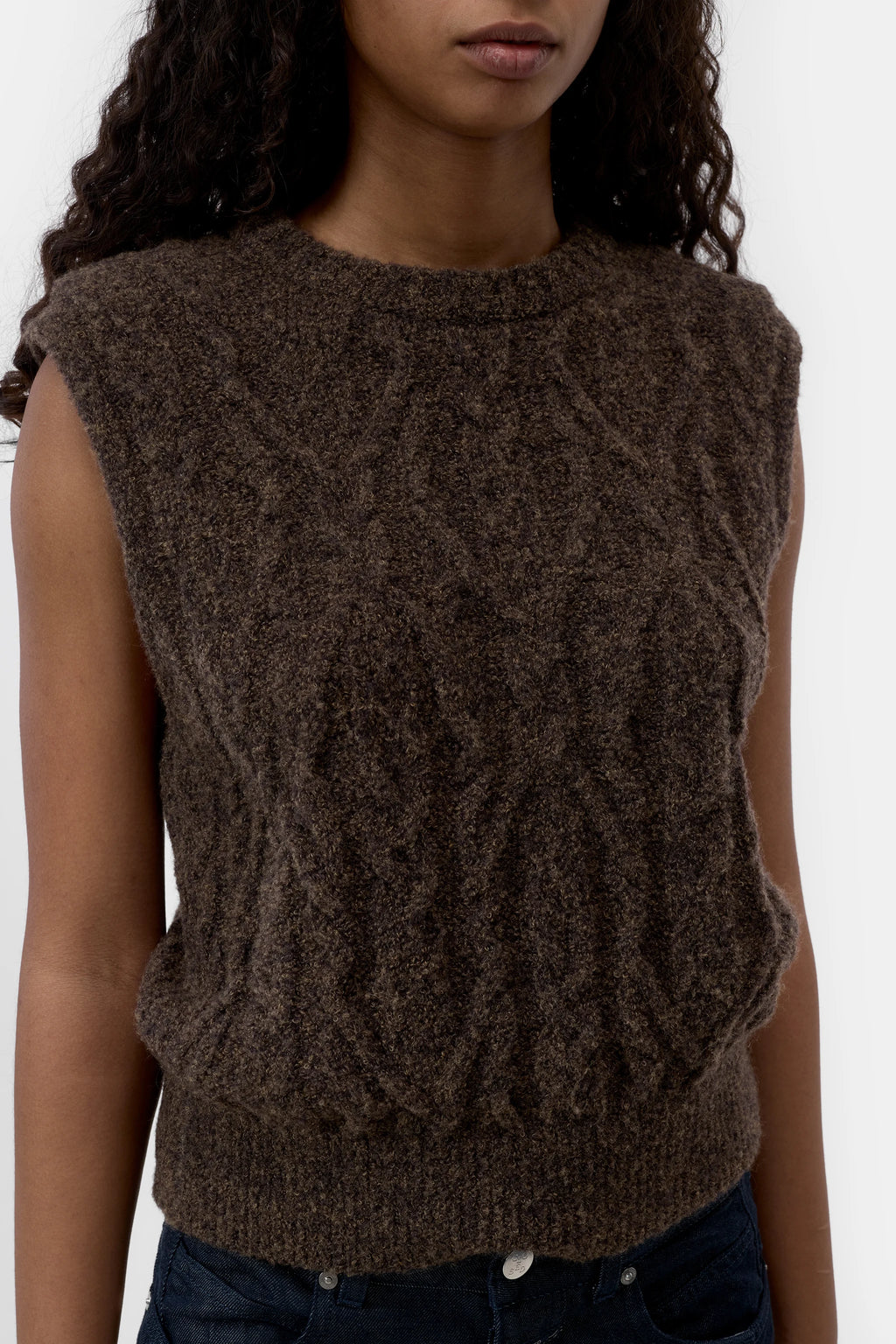 Closed Cable Knit Top - Mahagony Brown