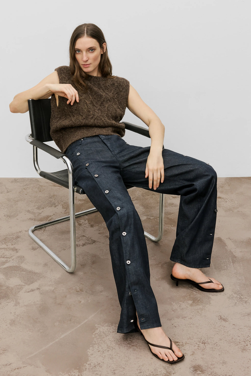 Closed Cable Knit Top - Mahagony Brown