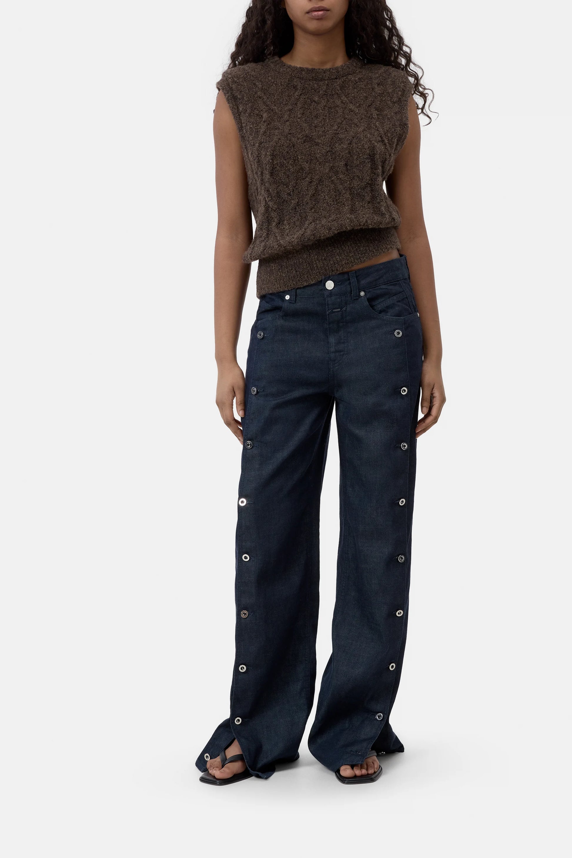 Closed Cable Knit Top - Mahagony Brown