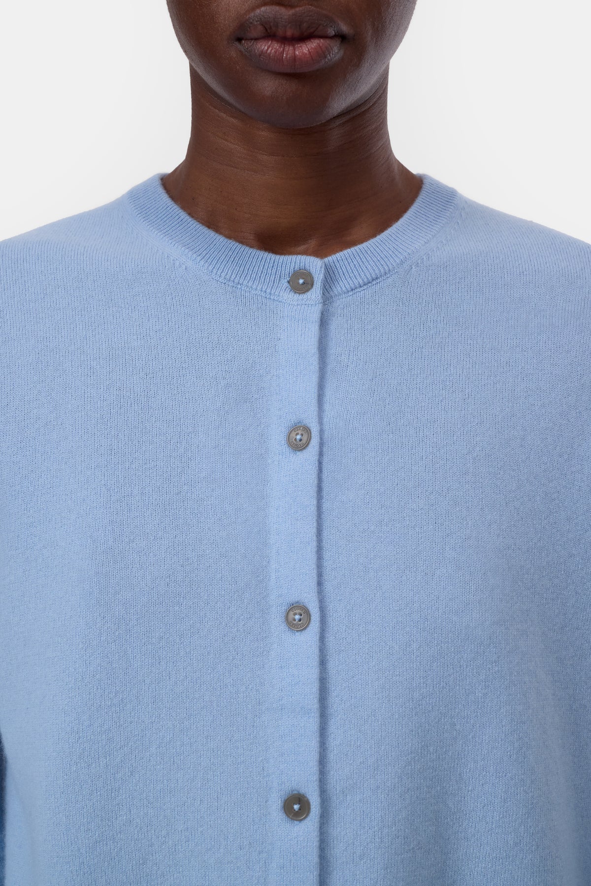 Closed Crew Neck Cardigan Long Sleeve - Powder Blue