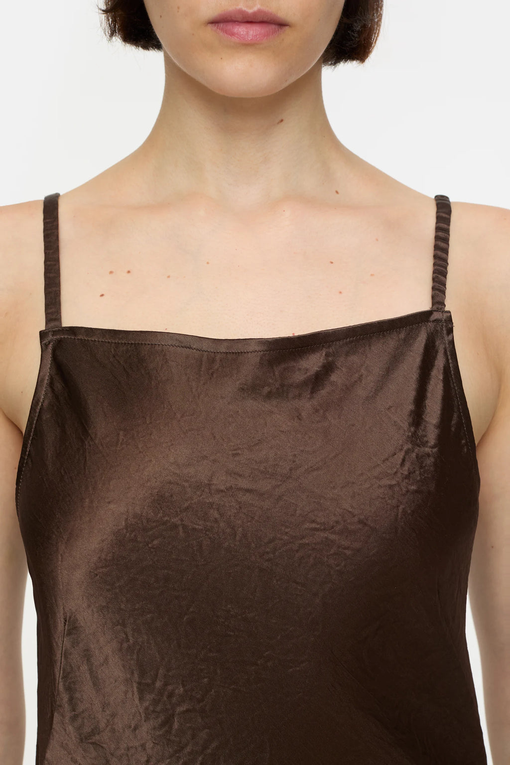 Closed Long Strap Dress - Cocoa Brown