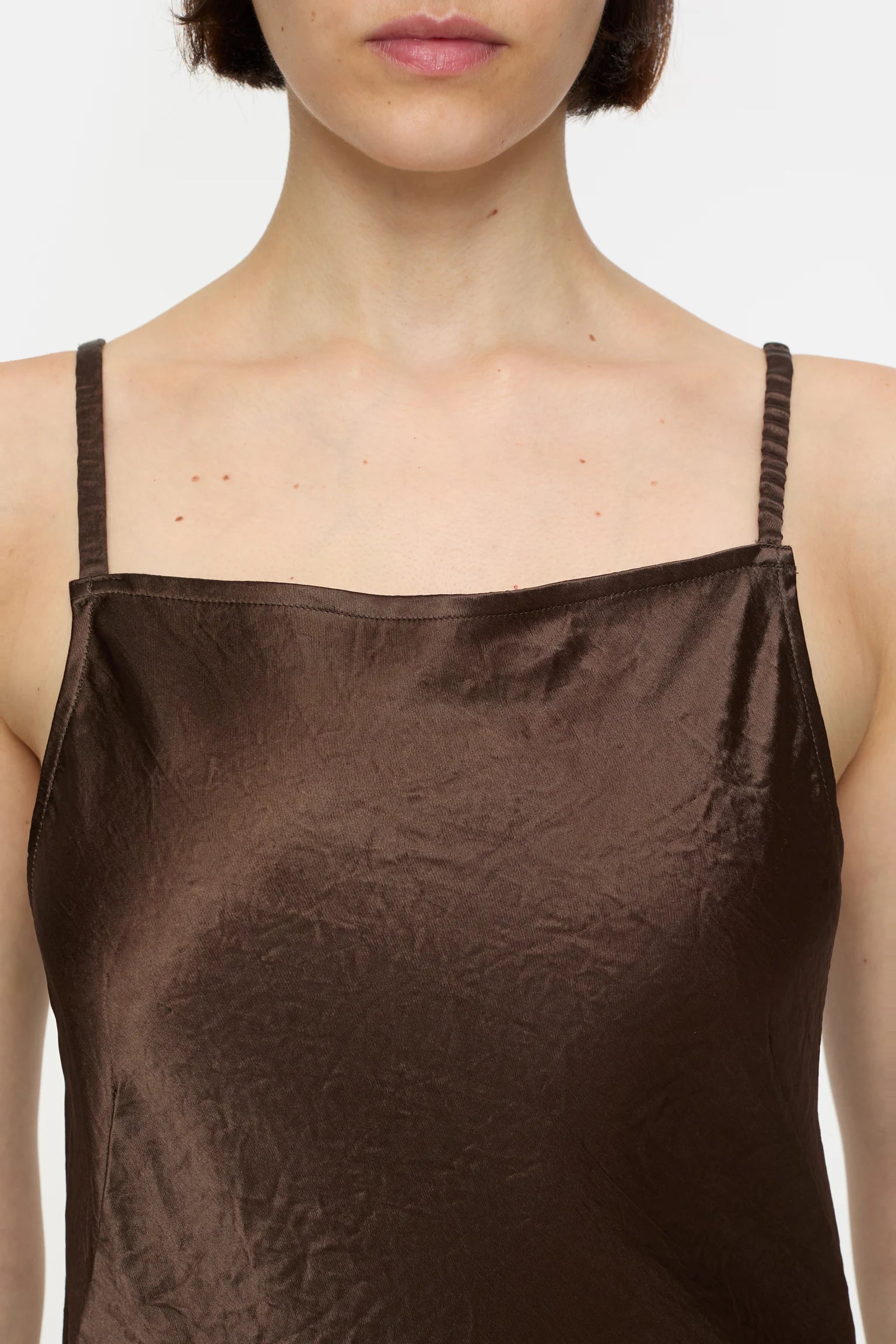 Closed Long Strap Dress - Cocoa Brown