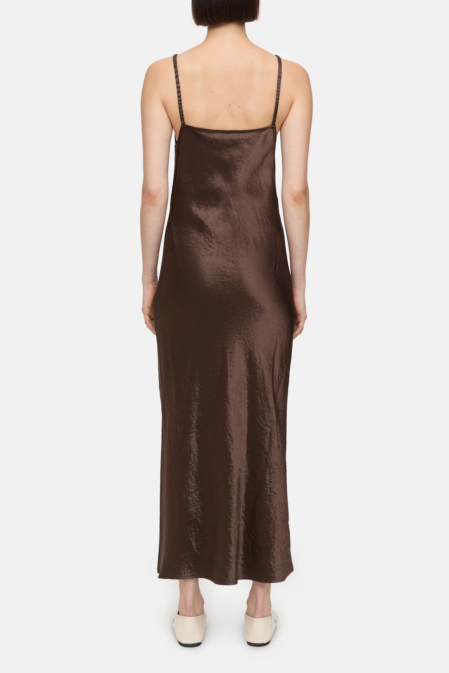 Closed Long Strap Dress - Cocoa Brown