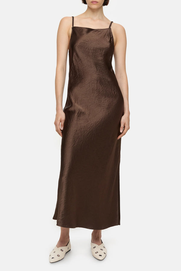 Closed Long Strap Dress - Cocoa Brown