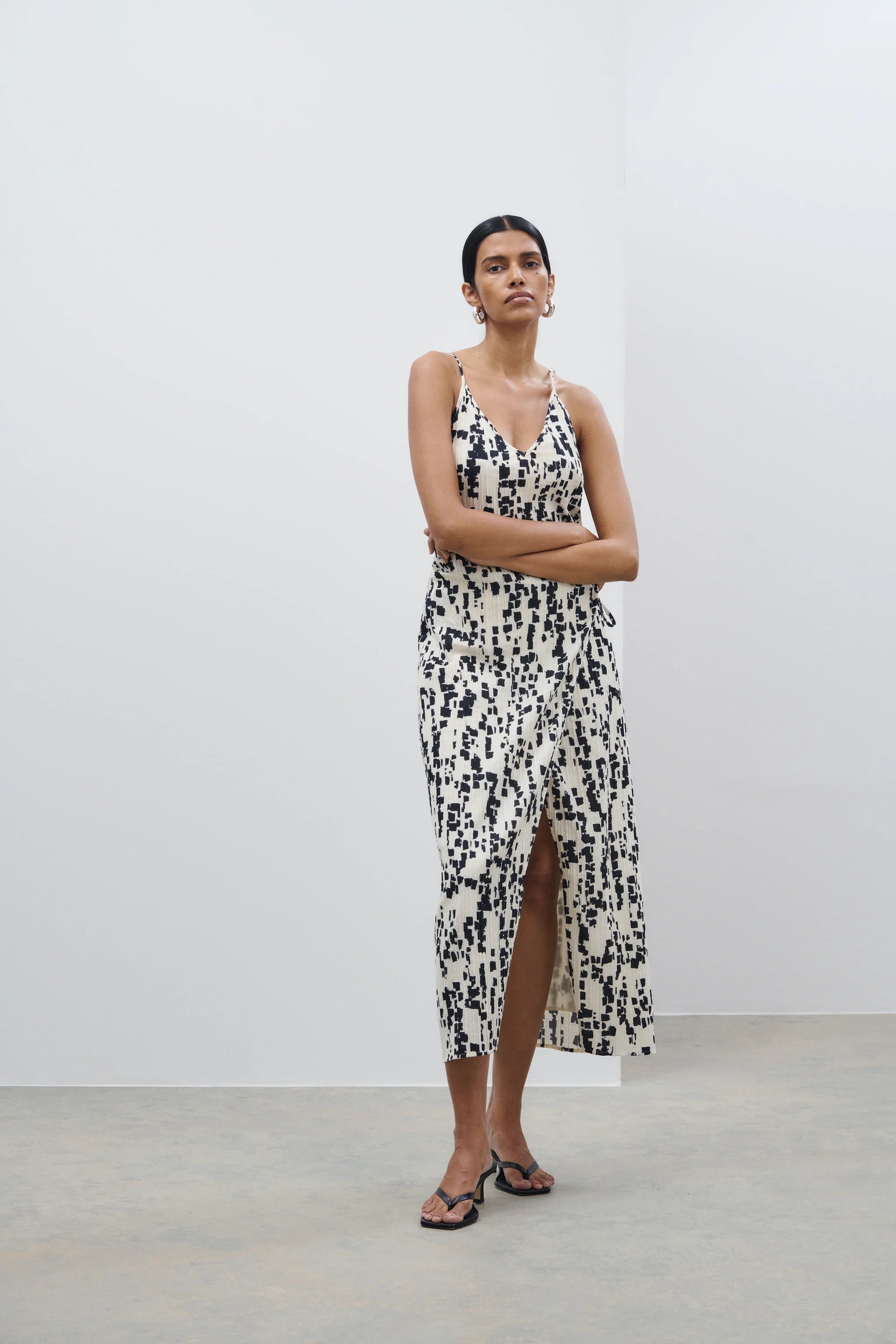 Closed Wrap Dress with Graphic Print