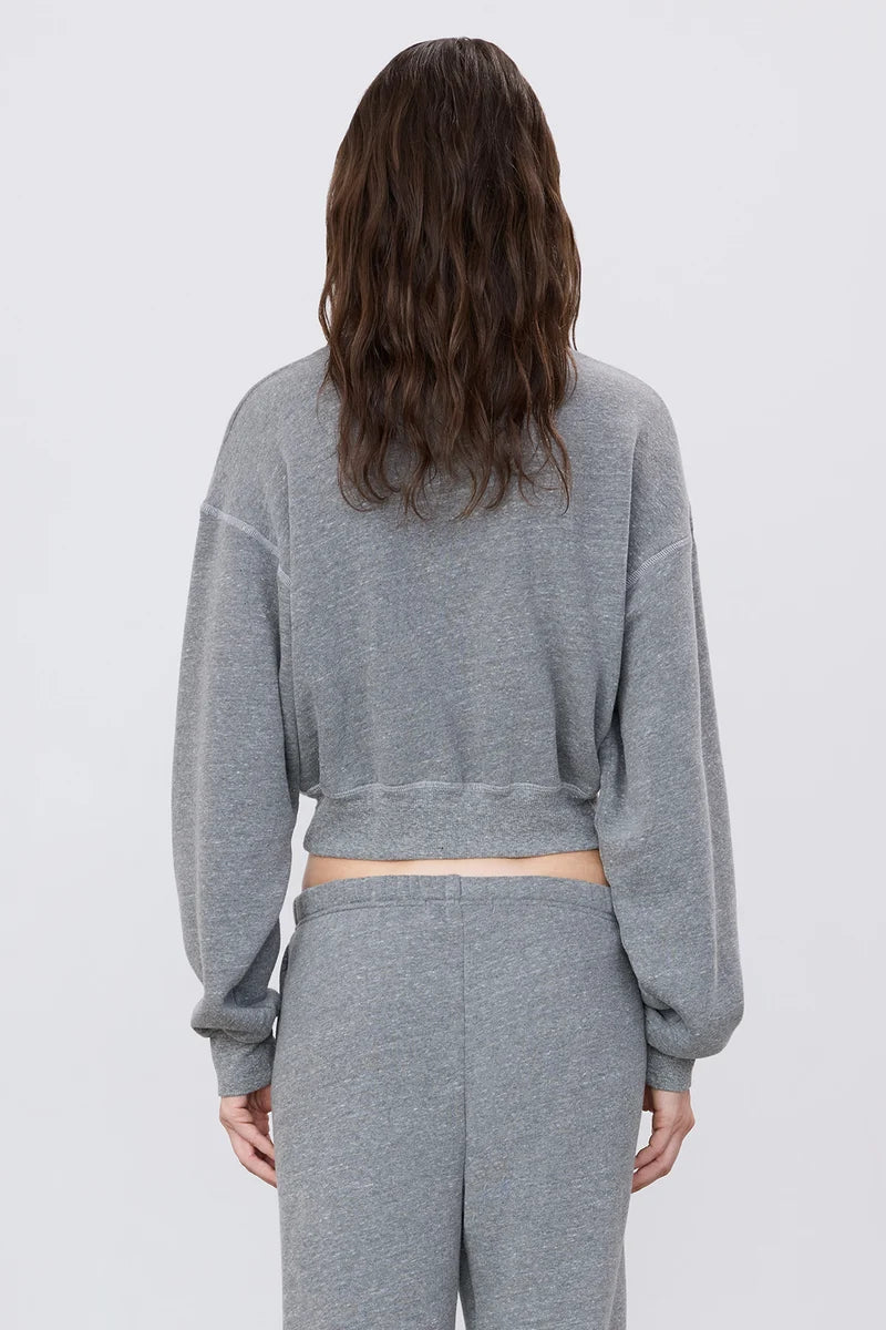 ÉTERNE Cropped Half-Zip Sweatshirt - Dark Heather Grey